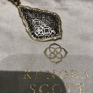 Gold Long Pendant Necklace In Silver Filigree Mix